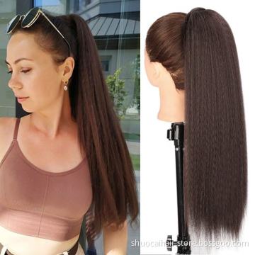 Long Yaki Ponytail Hairpiece for Women with Comb Synthetic Pony Tail False Hair Extension Adjustable Strap Kinky Curly 22" >=60%